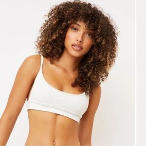 Frankie’s Bikinis Womens Gavin white ribbed bikini top XL NWT